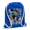 Backpack pouch GYMBAG Blue, with pocket (40x48cm) & thick cords