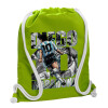 Backpack bag GYMBAG LIME GREEN, with pocket (40x48cm) & thick cords