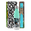Easter Set, Metallic green/white thermos (Stainless steel), double-walled, 500ml & scented flat Easter candle (30cm) (TURQUOISE)