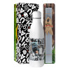 Easter Set, metallic stainless thermos bottle (500ml) & scented flat Easter candle (30cm) (GRAY)