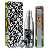 Easter Set, metallic stainless thermos flask (500ml) & scented flat Easter candle (30cm) (GRAY)