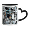 Mug heart black handle, ceramic, 330ml