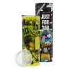 Neon Yellow Travel Tumbler, with metal straw (Stainless steel 304 Food grade, BPA free, 600ml)