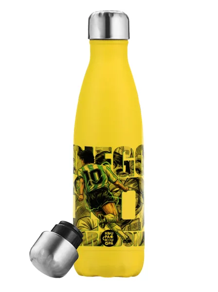 Diego Maradona (Ντιέγκο Μαραντόνα) — Yellow Stainless Steel Metallic Thermos, double-walled, 500ml
