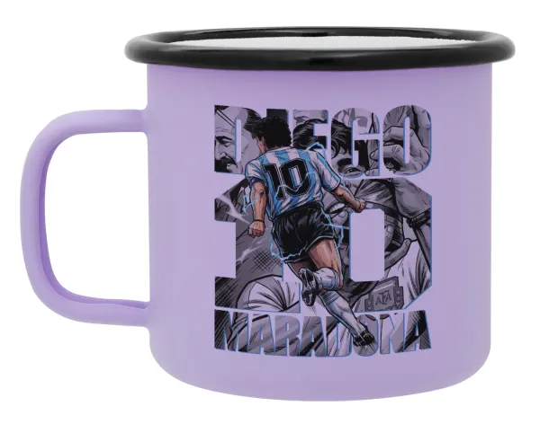 Diego Maradona (Ντιέγκο Μαραντόνα) — Metal enamel mug, matte light pastel purple, 360ml