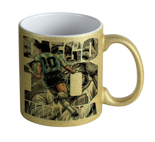 Diego Maradona (Ντιέγκο Μαραντόνα) — Gold glitter mug that sparkles, ceramic, 330ml