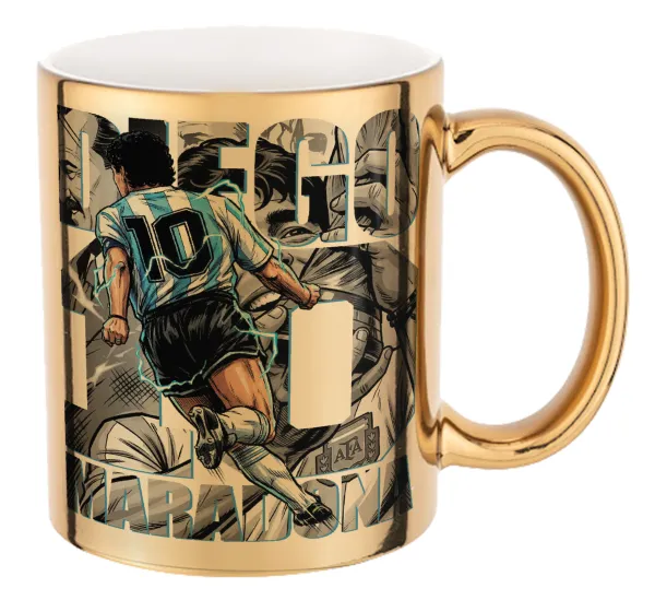 Diego Maradona (Ντιέγκο Μαραντόνα) — Mug ceramic, gold mirror, 330ml