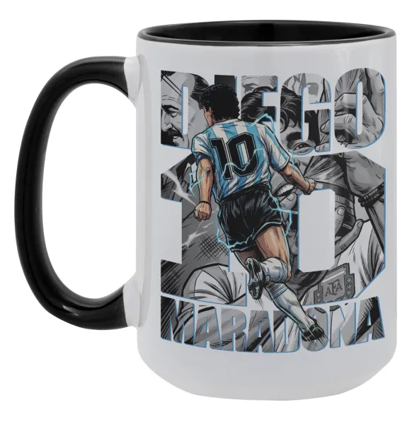 Diego Maradona (Ντιέγκο Μαραντόνα) — Mega mug 15oz, black ceramic, 450ml
