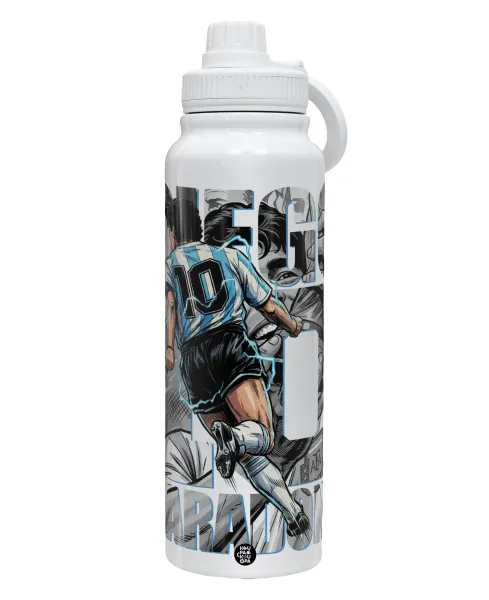 Diego Maradona (Ντιέγκο Μαραντόνα) — 1L Stainless Steel Thermal Bottle with Phone Holder & Double Wall Insulation