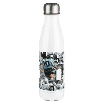 Diego Maradona (Ντιέγκο Μαραντόνα), Metal mug thermos White (Stainless steel), double wall, 500ml
