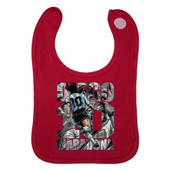 Diego Maradona (Ντιέγκο Μαραντόνα), Σαλιάρα με Σκρατς Κόκκινη 100% Organic Cotton (0-18 months)