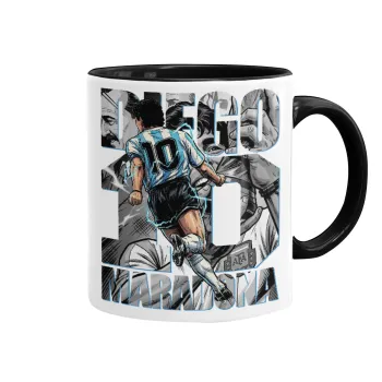Diego Maradona (Ντιέγκο Μαραντόνα), Mug colored black, ceramic, 330ml