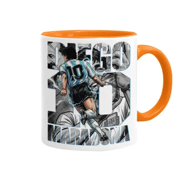 Diego Maradona (Ντιέγκο Μαραντόνα), Κούπα χρωματιστή πορτοκαλί, κεραμική, 330ml