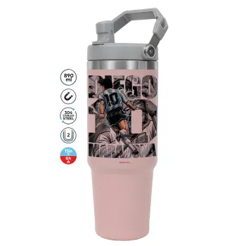 Diego Maradona (Ντιέγκο Μαραντόνα), Pink color, 890ml (30oz) stainless Steel Tumbler with Handle
