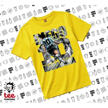 Diego Maradona (Ντιέγκο Μαραντόνα), yellow childrens T-Shirt made of 100% cotton, for every day. Vegan & OEKO-TEX certified.