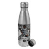 Metallic water bottle, stainless steel, 750ml