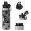 Metallic water bottle with safety cap, 850ml aluminum