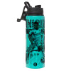 Metallic water bottle with safety lid, 850ml aluminum