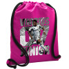 Τσάντα πλάτης πουγκί GYMBAG Φούξια, με τσέπη (40x48cm) & χονδρά κορδόνια
