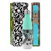 Easter Set, Metallic green/white thermos (Stainless steel), double-walled, 500ml & scented flat Easter candle (30cm) (TURQUOISE)