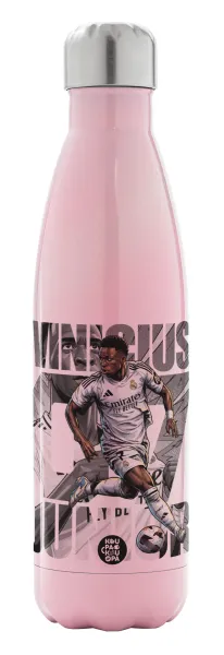Vinícius Júnior (Βινίσιους Ζούνιορ) — Metal mug thermos Pink Iridiscent (Stainless steel), double wall, 500ml