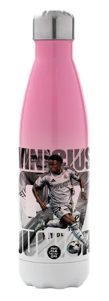 Vinícius Júnior (Βινίσιους Ζούνιορ) — Metal mug thermos Pink/White (Stainless steel), double wall, 500ml