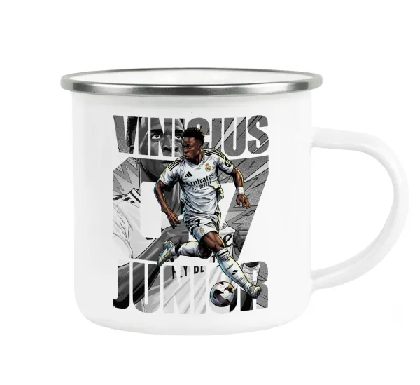 Vinícius Júnior (Βινίσιους Ζούνιορ) — Metallic enamel cup white 360ml