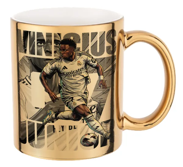 Vinícius Júnior (Βινίσιους Ζούνιορ) — Mug ceramic, gold mirror, 330ml