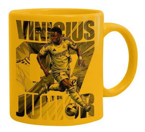 Vinícius Júnior (Βινίσιους Ζούνιορ) — Ceramic coffee mug yellow, 330ml