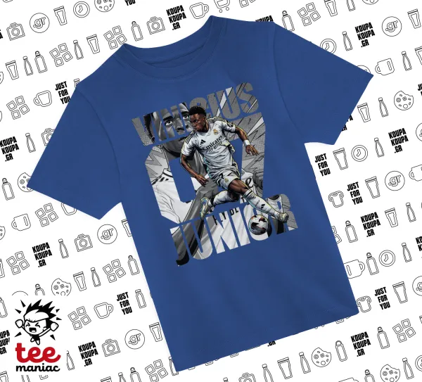 Vinícius Júnior (Βινίσιους Ζούνιορ) — ΜΠΛΕ Παιδικό T-Shirt από 100% βαμβάκι, για κάθε μέρα. Vegan & OEKO-TEX πιστοποιημένο.