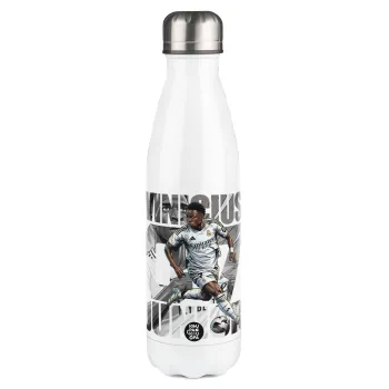Vinícius Júnior (Βινίσιους Ζούνιορ), Metal mug thermos White (Stainless steel), double wall, 500ml