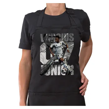 Vinícius Júnior (Βινίσιους Ζούνιορ), Ποδιά μακριά Σεφ ολόσωμη με τσέπες Μαύρη (ΕΝΗΛΙΚΩΝ)