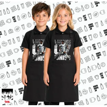 Vinícius Júnior (Βινίσιους Ζούνιορ), Μαύρη ΠΑΙΔΙΚΗ Ποδιά μακριά Σεφ ολόσωμη με τσέπες