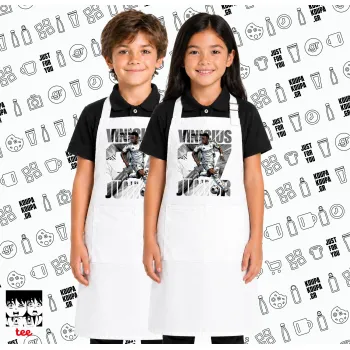 Vinícius Júnior (Βινίσιους Ζούνιορ), Λευκή ΠΑΙΔΙΚΗ Ποδιά μακριά Σεφ ολόσωμη με τσέπες