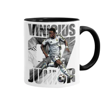 Vinícius Júnior (Βινίσιους Ζούνιορ), Mug colored black, ceramic, 330ml