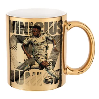 Vinícius Júnior (Βινίσιους Ζούνιορ), Mug ceramic, gold mirror, 330ml