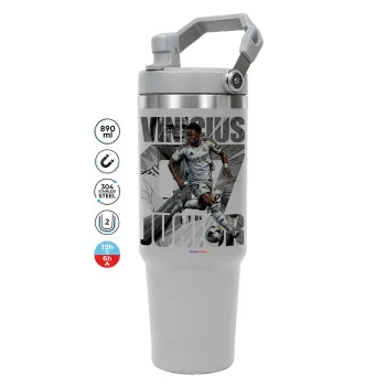 Vinícius Júnior (Βινίσιους Ζούνιορ), GREY color, 890ml (30oz) stainless Steel Tumbler with Handle