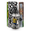 Easter Set, metallic silver aluminum water bottle (500ml) & aromatic flat Easter candle (30cm) (GRAY)