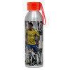 Aluminum Sports Bottle 650ml – Silver with Red Cap and Silicone Strap