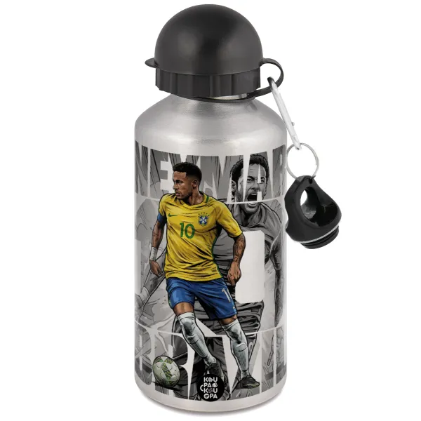 Neymar (Νεϊμάρ) — Μεταλλικό παγούρι νερού, Ασημένιο, αλουμινίου 500ml