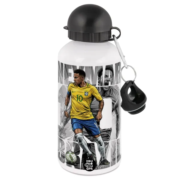 Neymar (Νεϊμάρ) — Μεταλλικό παγούρι νερού, Λευκό, αλουμινίου 500ml
