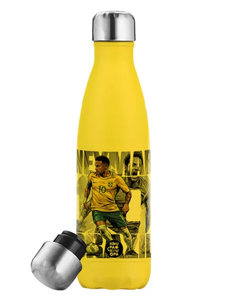 Neymar (Νεϊμάρ) — Μεταλλικό παγούρι θερμός Κίτρινος (Stainless steel), διπλού τοιχώματος, 500ml