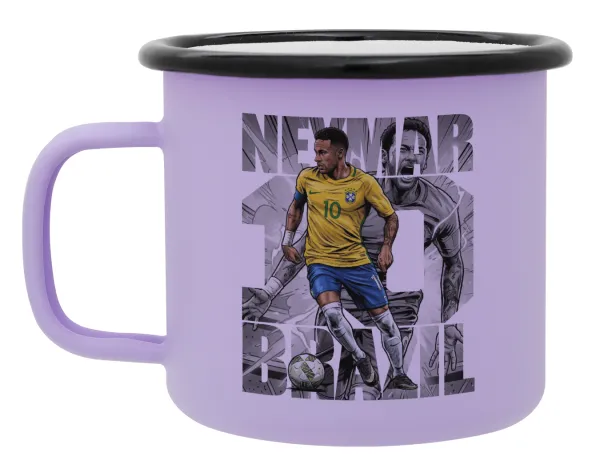 Neymar (Νεϊμάρ) — Metal enamel mug, matte light pastel purple, 360ml
