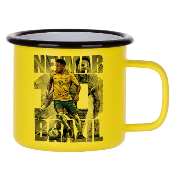 Neymar (Νεϊμάρ) — Κούπα Μεταλλική εμαγιέ ΜΑΤ Κίτρινη 360ml
