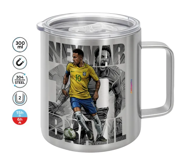 Neymar (Νεϊμάρ) — Double-walled stainless steel mug 300ml with temperature-retaining lid
