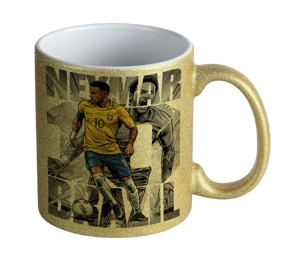 Neymar (Νεϊμάρ) — Gold glitter mug that sparkles, ceramic, 330ml