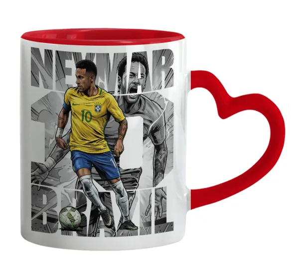Neymar (Νεϊμάρ) — Mug heart red handle, ceramic, 330ml