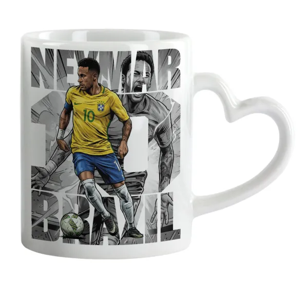 Neymar (Νεϊμάρ) — Κούπα καρδιά χερούλι λευκή, κεραμική, 330ml