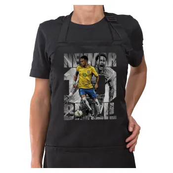 Neymar (Νεϊμάρ), Ποδιά μακριά Σεφ ολόσωμη με τσέπες Μαύρη (ΕΝΗΛΙΚΩΝ)