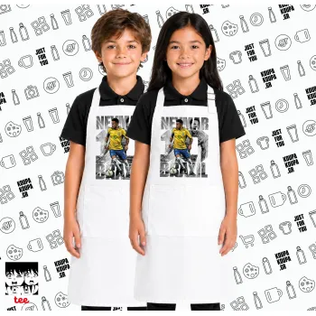 Neymar (Νεϊμάρ), Λευκή ΠΑΙΔΙΚΗ Ποδιά μακριά Σεφ ολόσωμη με τσέπες